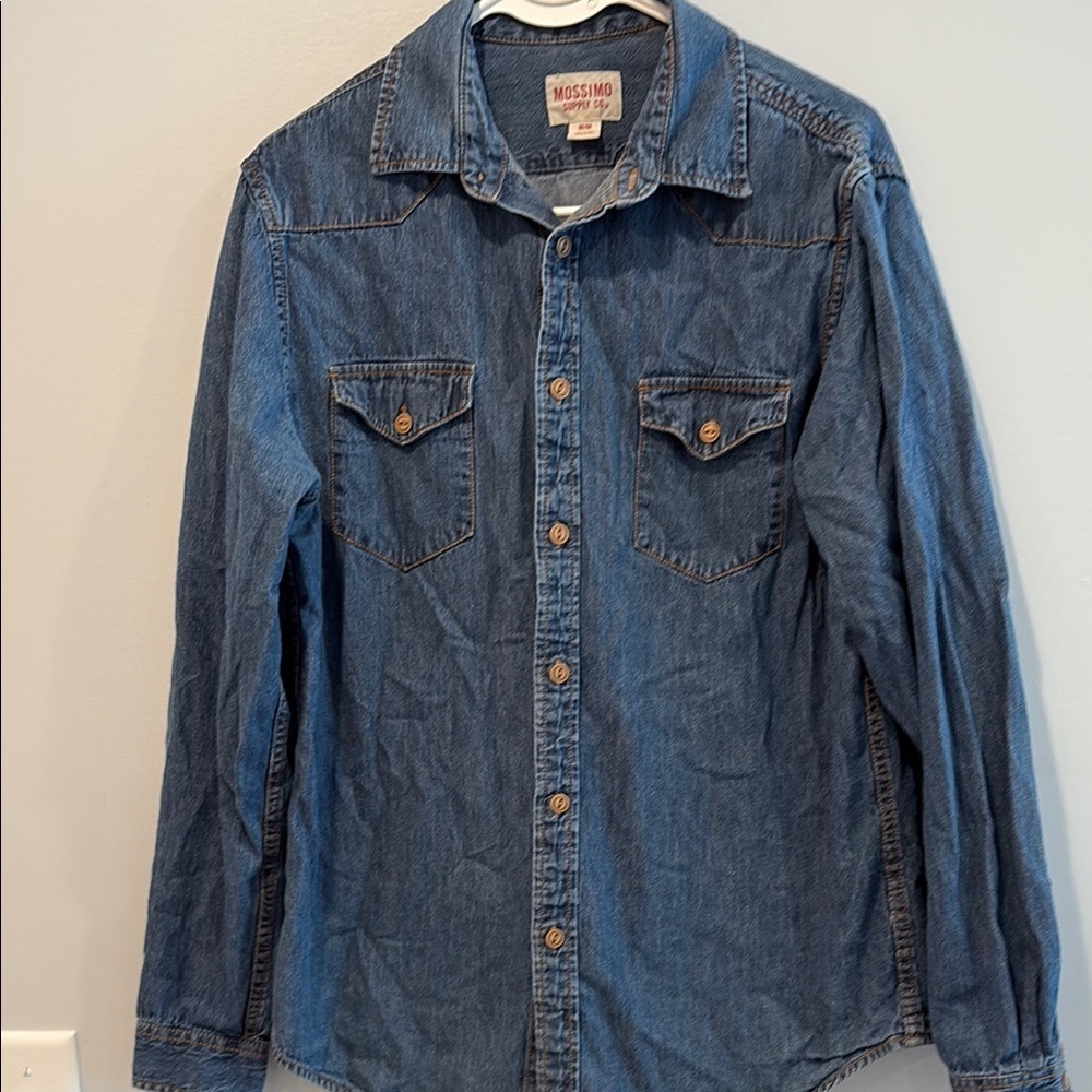 Mossimo Supply Co. Blue Long Sleeve Button Down Shirt